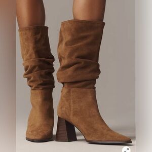 NWT Anthropologie Suede Scrunch Boots